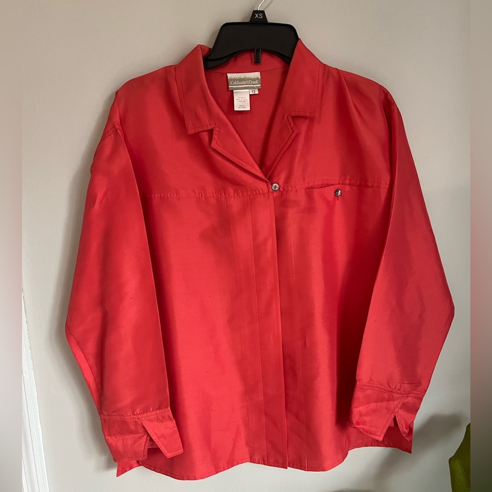 Coldwater creek 100% silk button down blouse size 12